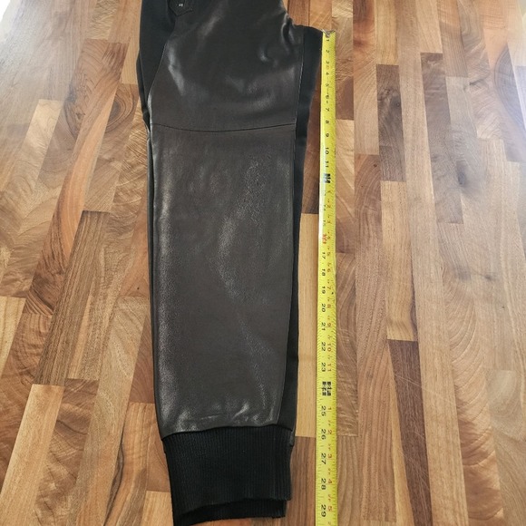 VINCE Black Genuine Leather Crepe Mixed Media Jogger Pants Size Large - Picture 12 of 14